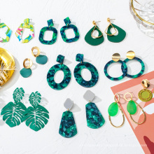 2020 Fashion Jewelry New Korean Statement Earrings Green Cute Geometric Dangle Drop Gold Earrings For Women
